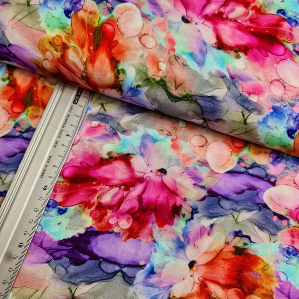 Viskose | bedruckt | aquarell Blumen | bunt