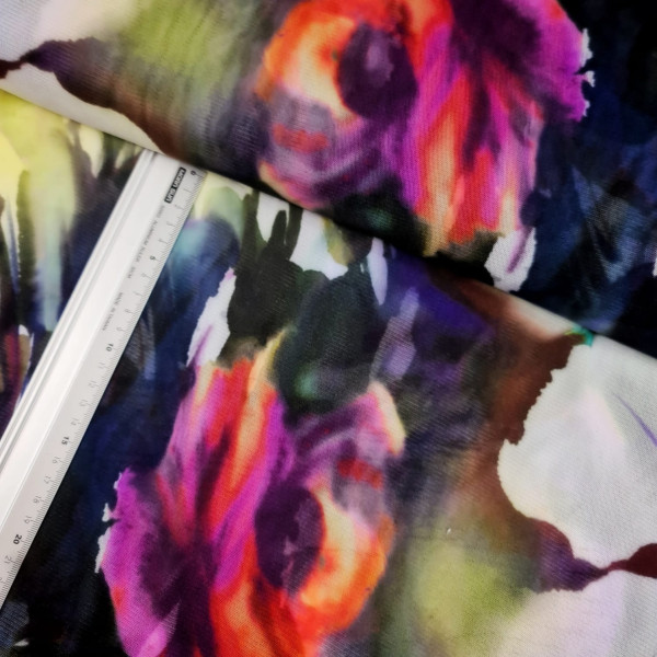 Stretch Chiffon | aquarell flowers | bunt