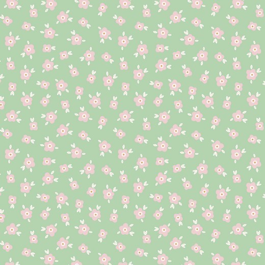 Baumwolle | bedruckt | rosa Blümchen | hellgrün