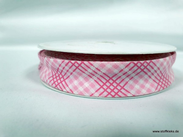 Schrägband/Einfassband | 20mm | Baumwolle | Karo pink | 20m