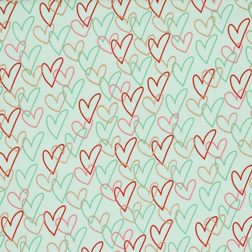 Jersey | bedruckt | Glitzerherzen | mint