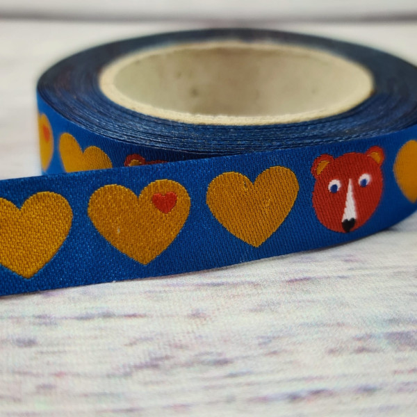 Webband | Bärchen & Herzen | blau