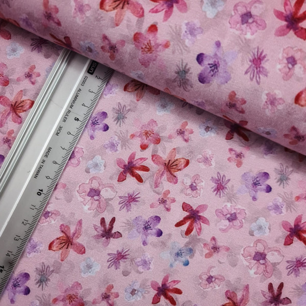 BIO - Jersey | bedruckt | Pastellblüten | rosa