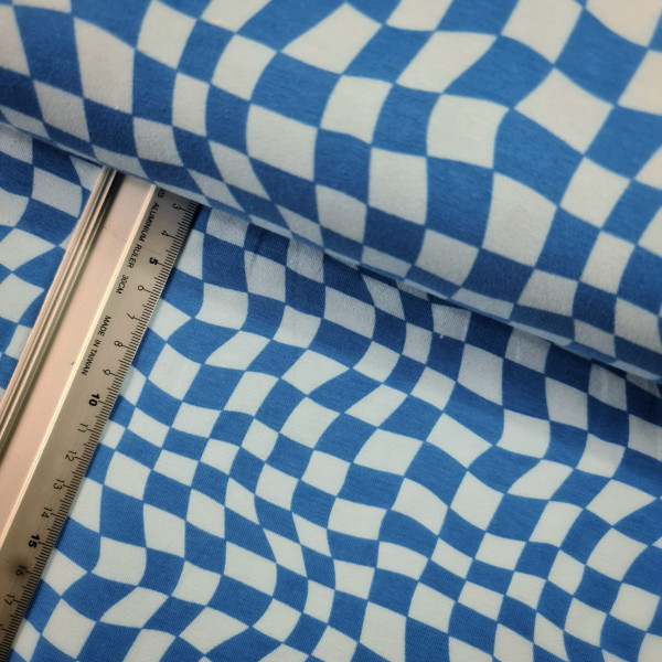 Jersey | bedruckt | square | blau/weiß