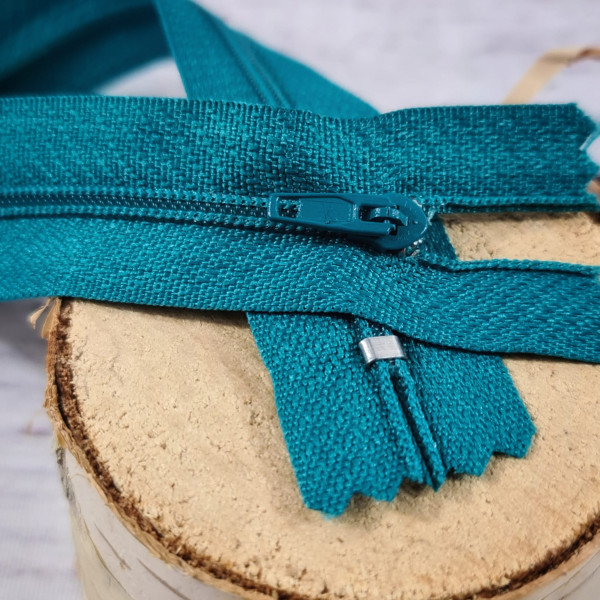 1 Reißverschluss | nicht teilbar | 30cm | Nylon | 3mm Spirale | petrol