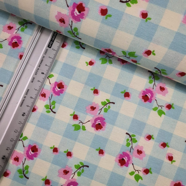 Canvas | Baumwolle | bedruckt | Landhaus | blau/bunt