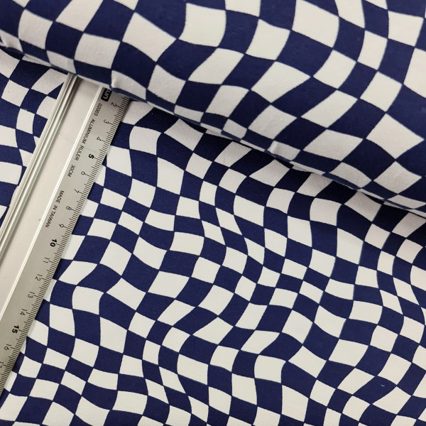 Jersey | bedruckt | square | dunkelblau/weiß