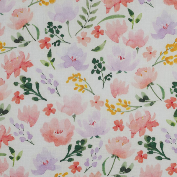 Baumwolle | double gauze/Musselin | floral | bunt