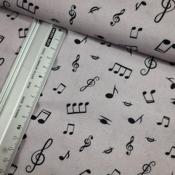 Baumwolle | bedruckt | Noten | hellgrau