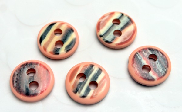 5 Kunststoffknöpfe | 2-Loch | animal stripes | apricot | 2 cm