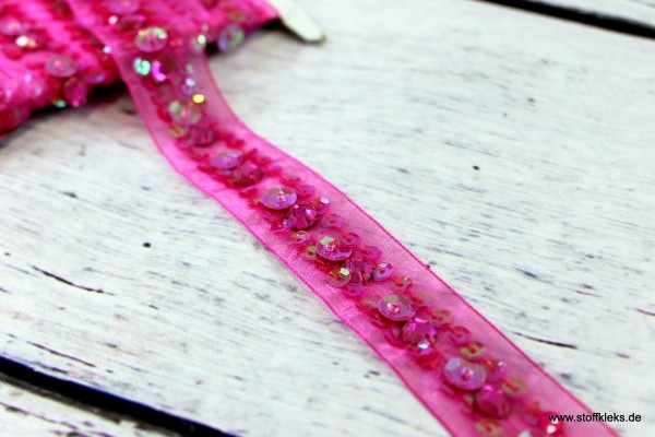Organzaborte | Pailletten | pink | 2,5 cm