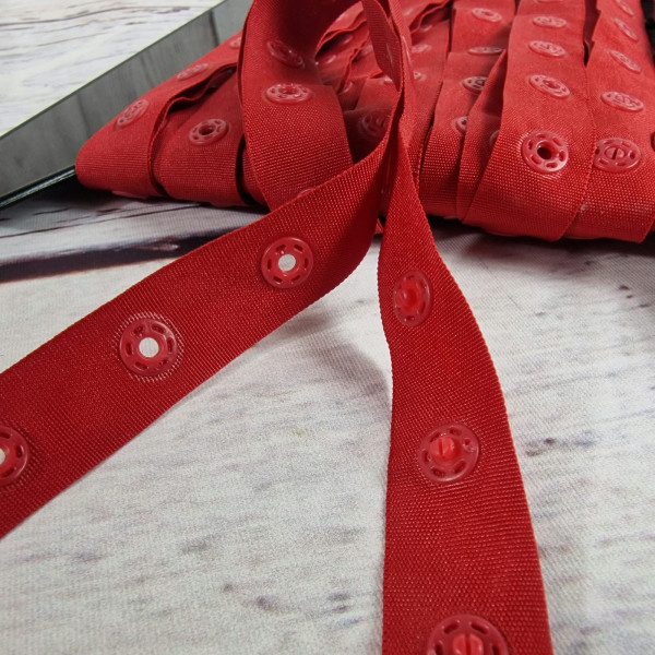 Druckknopfband | 17mm | beidseitig | rot