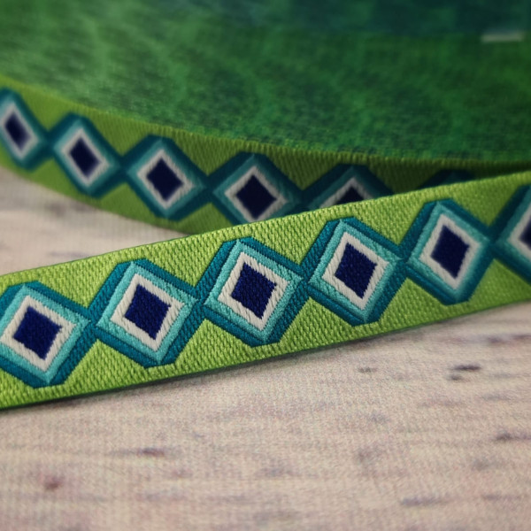 Webband | Raute | grün/bunt