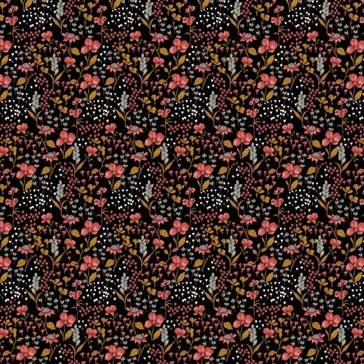 Baumwolle | bedruckt | POPLIN FLOWER | schwarz