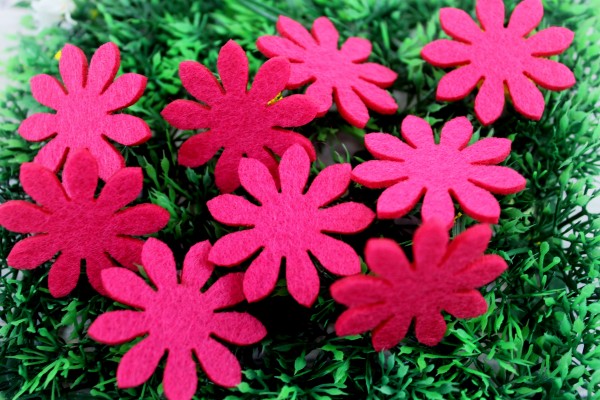 Filzapplikation | Blume | dunkel pink | 4cm