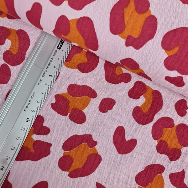 Baumwolle | double gauze/Musselin | leo | rosa/orange/rot