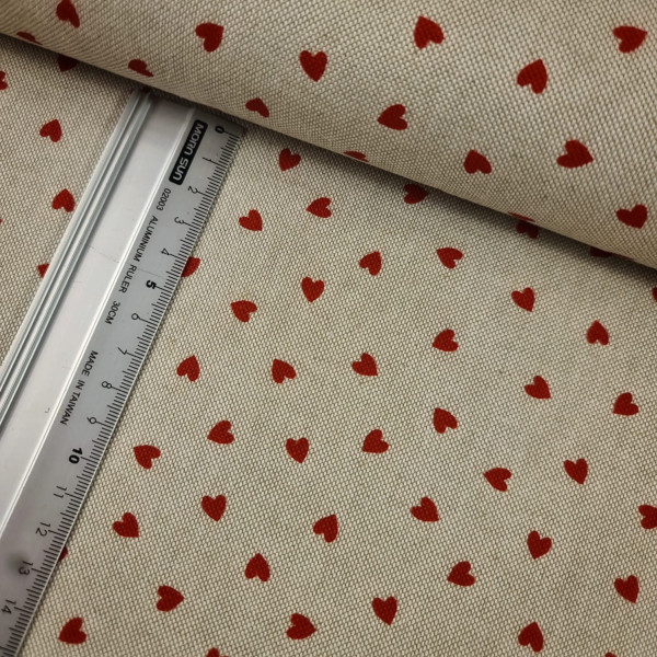 Canvas | Baumwolle | bedruckt | Herzchen | natur