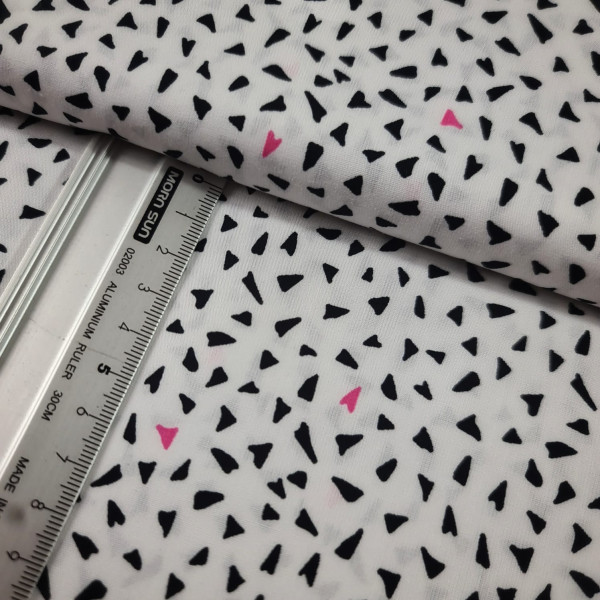 Baumwolle | bedruckt | Herzen | weiß