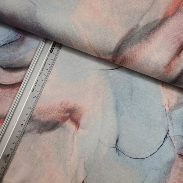 Viskose - Jersey | bedruckt | watercolour | blau/rose