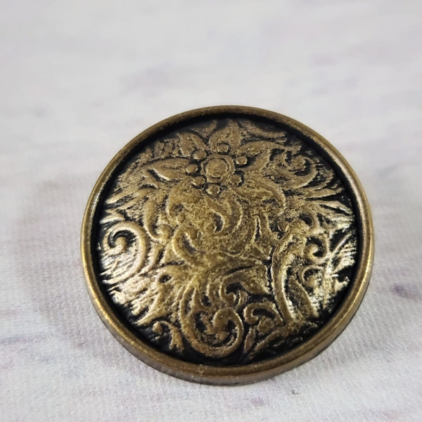 1 Knopf | Metall | Öse | ca. 38 mm | Ornamente | altgold