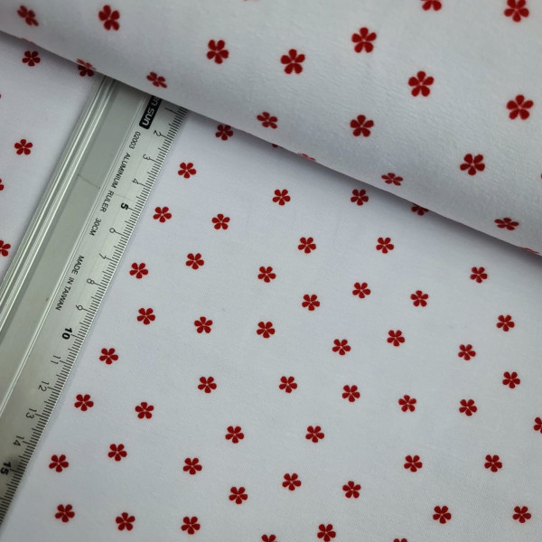 Jersey | bedruckt | mini Blüten | weiß