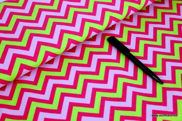 Jersey | bedruckt | Zickzack | pink/grün