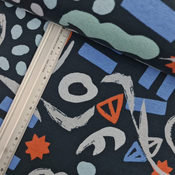 Alpenfleece | bedruckt | Muster | dunkelblau