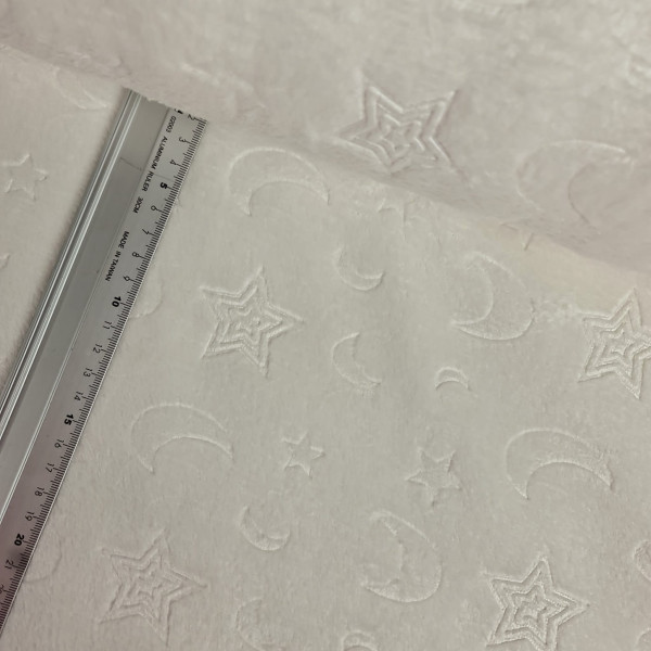 Wellnessfleece | Musterprägung | Sonne, Mond & Sterne | creme hell