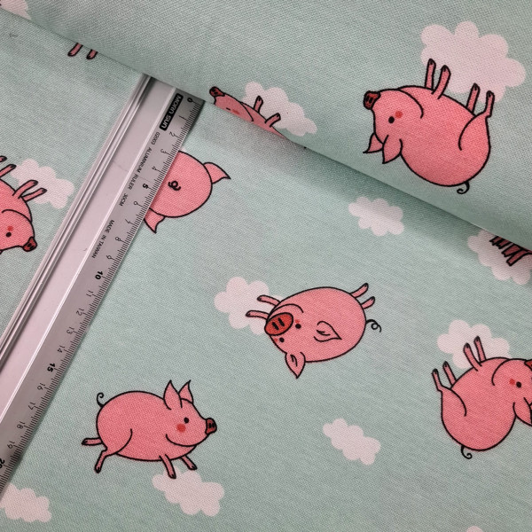 Canvas | Baumwolle | bedruckt | Wolkenschweinchen | mint