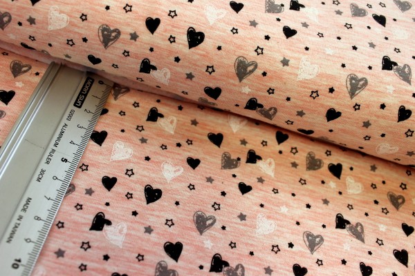 Jersey | bedruckt | sweet heart | rosa melange