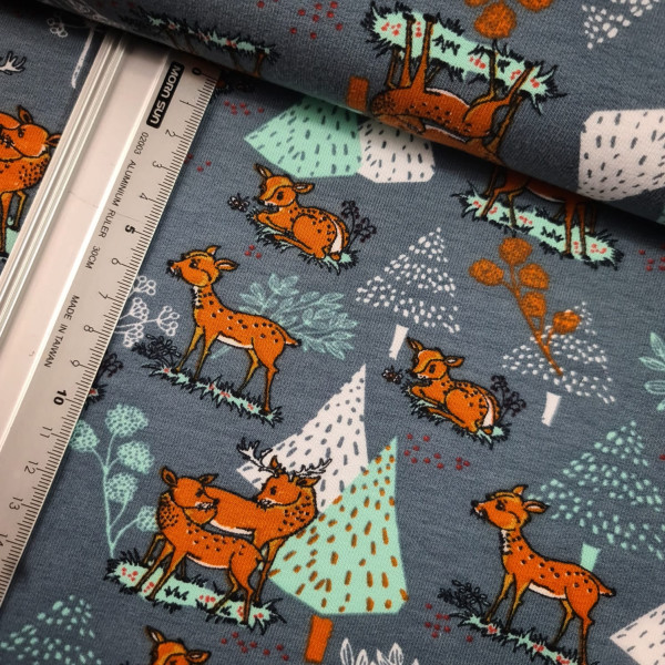 Sommersweat | French Terry | bedruckt | Lillestoff | Rehlein | grau