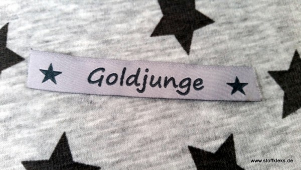 Applikation | Label |Goldjunge | grau