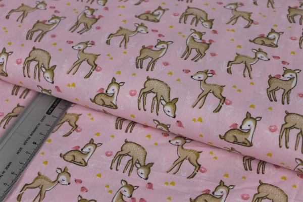 Baumwolle | bedruckt | sweet deer&birds | rosa