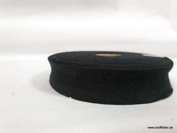 Schrägband/Einfassband | 20mm | Baumwolle | schwarz | 3m