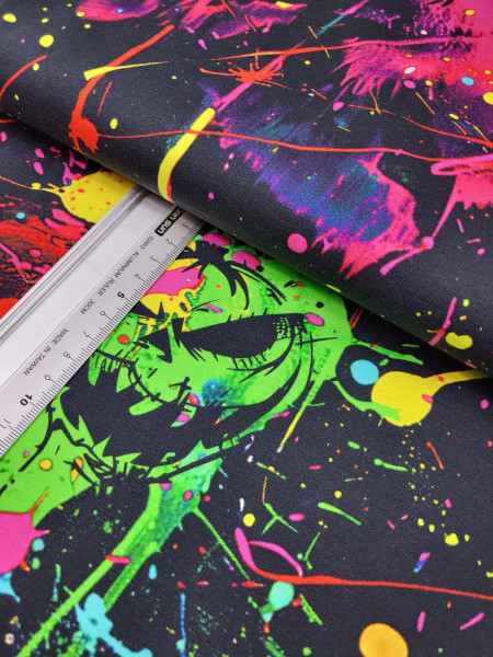 Sommersweat | French Terry | bedruckt | SCARY MONSTER | bunt/schwarz