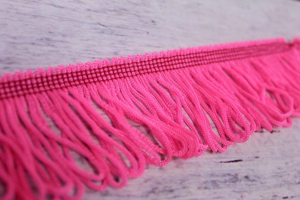 Fransenborte | NEON pink | Schlaufen | 6,5cm