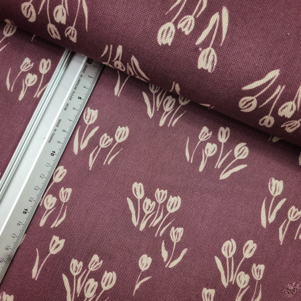 Canvas | Baumwolle | bedruckt | Tulpen | altlila dunkel