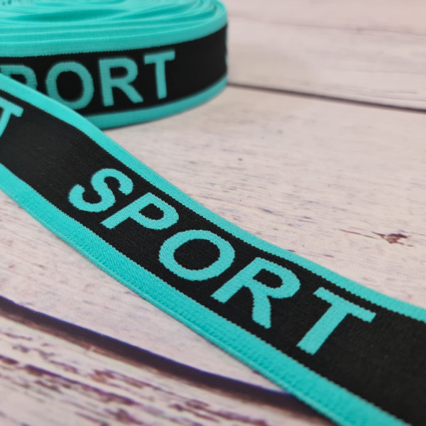Gummiband | SPORT | türkis/schwarz | 4cm