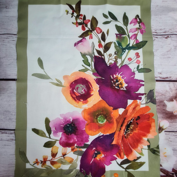 Canvas Panel | Baumwolle | Aquarell Blumenstrauß | creme