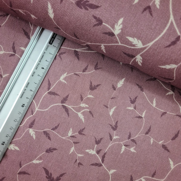 Canvas | Baumwolle | bedruckt | Blätterranke | altlila