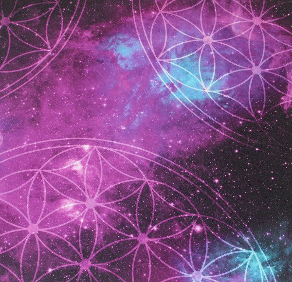 French Terry | Sommersweat | bedruckt | batik Galaxy Mandala | lila/bunt