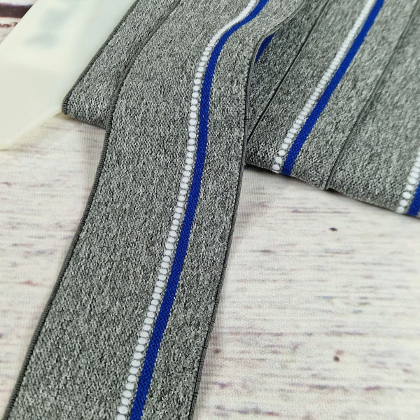 Gummiband | 40mm | grau/blau/weiß