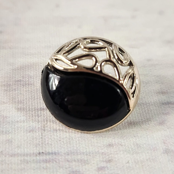 1 Knopf | Kunststoff | Öse | ca. 21mm | other side | schwarz/silber