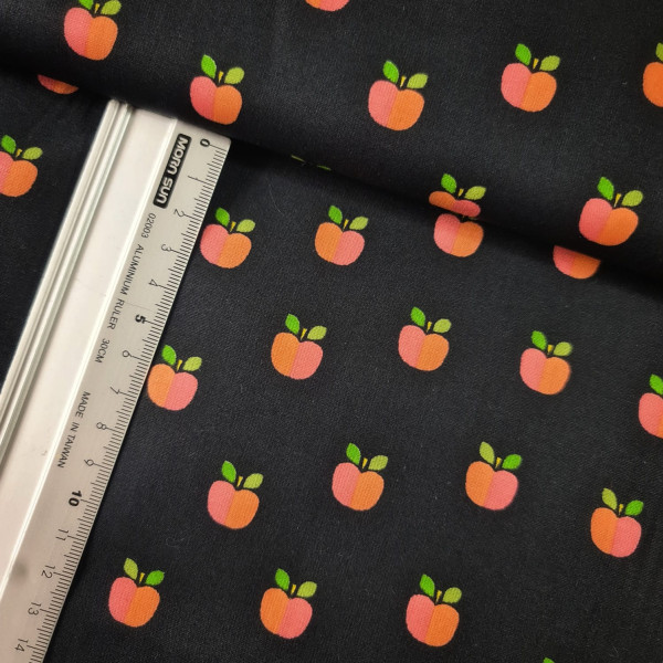 Baumwolle | bedruckt | Äpfel | schwarz