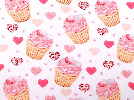 Baumwolle | bedruckt | Cupcake | weiß