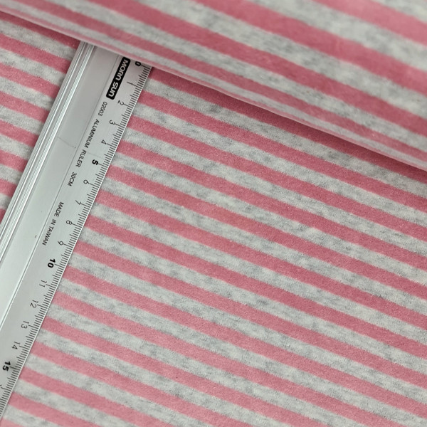 Nicky | bedruckt | Streifen | rosa/grau melange