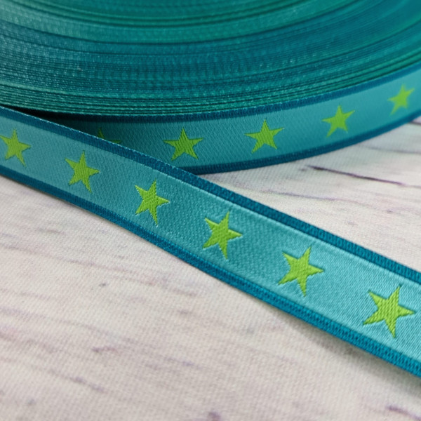 Webband | Sternchen | türkis/grün