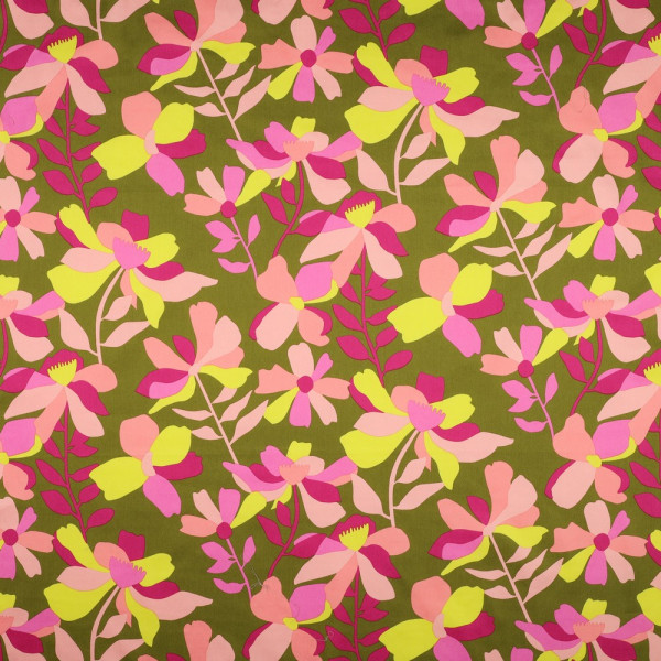 Baumwoll Satin | bedruckt | Nerida Hansen | CLOVERDALE | moosgrün