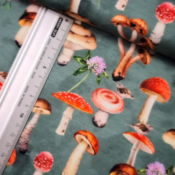 Jersey | bedruckt | Pilze | grau