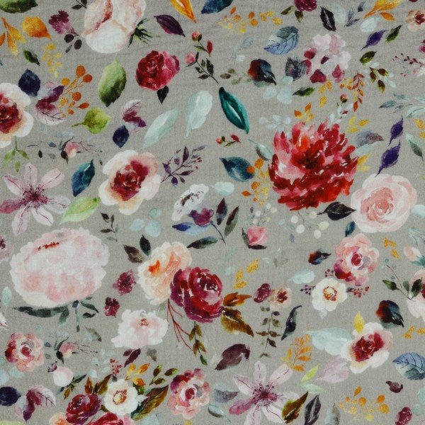 Baumwolle | double gauze/Musselin | aquarell Blumen | sand